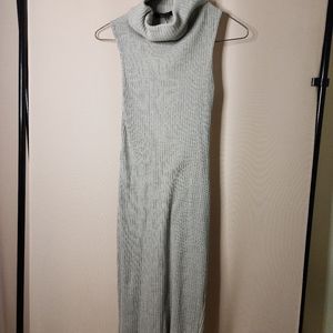Grey knitted bodycon dress, cotton, viscose blend, New Loook, size small, midi